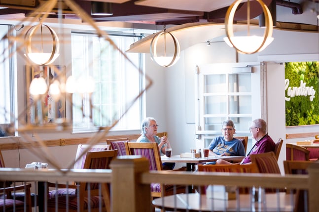 group eating in dinning room