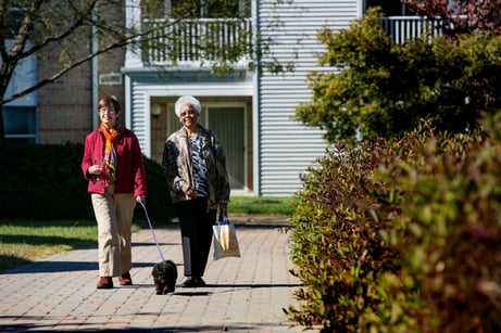 two women walking